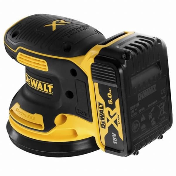 DEWALT XR 18V 125 mm Borstlös excenterslip - 2 batterier 5,0Ah + TSTAK-fodral - utan laddare - DCW210P2-QW