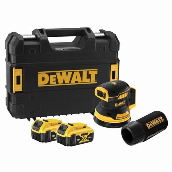 DEWALT XR 18V 125 mm Borstlös excenterslip - 2 batterier 5,0Ah + TSTAK-fodral - utan laddare - DCW210P2-QW