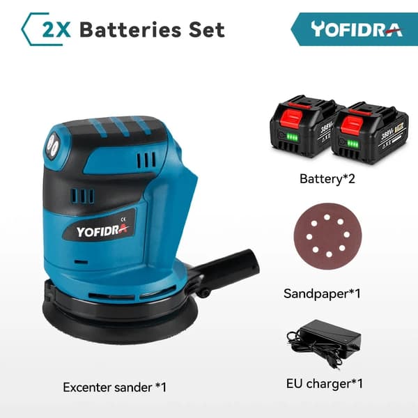 5 Tommer Elektrisk Sliber, 3 Gear, 125mm Diameter,2 Batteri EU Stik