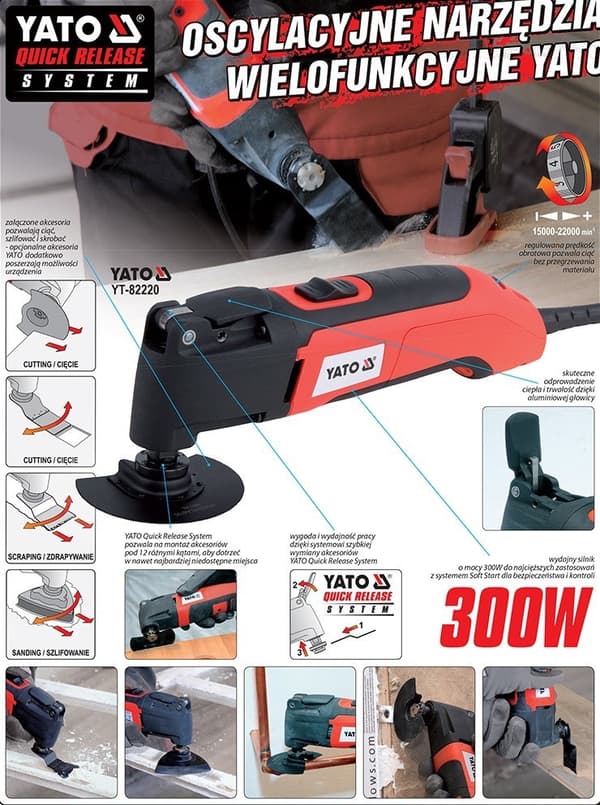 Yato YT-82220 oscillerende multiværktøj Sort, Rød 300 W 22000 OPM