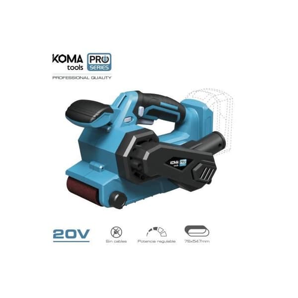GENERISK - 20v bandslipare (UTAN batteri och laddare) 14x27.5x17cm Koma Tools Pro Series batteri
