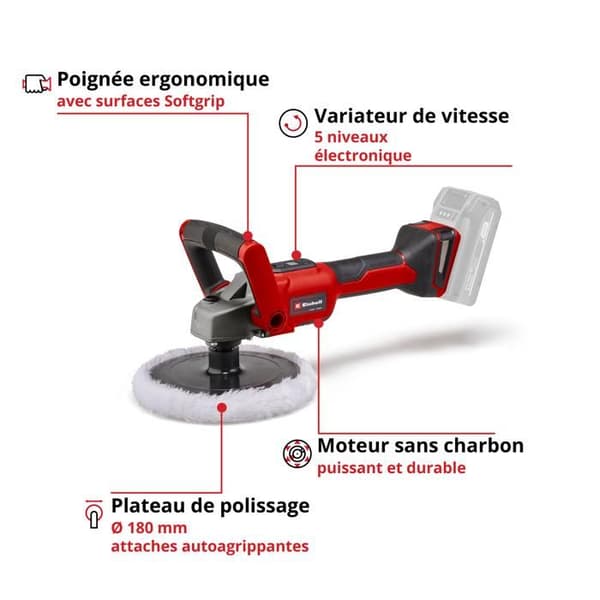 Einhell Slipslipmaskin CE-CP 18/180 Li E-Solo Power X-Change (18V) Levereras utan batteri och laddare