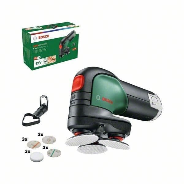 Bosch EasyCurvSander 12 PowerForAll slipmaskin (utan batteri, med 3 polersvampar, 9 slipmedel + dammsugare