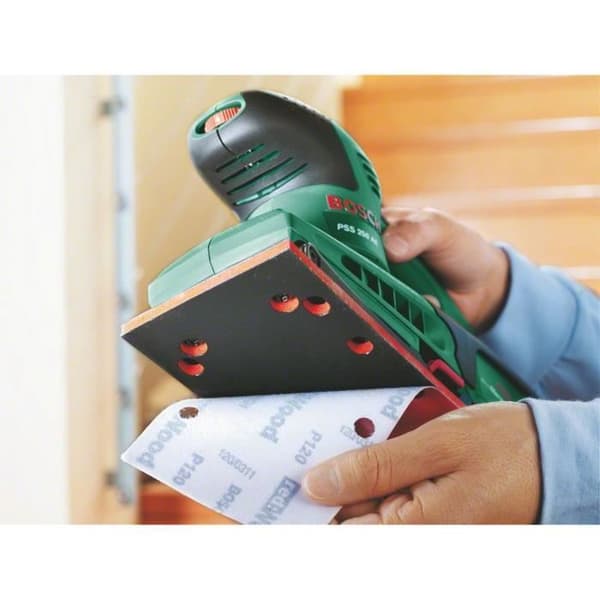 Bosch Corded Orbital Sander - PSS 250 AE (250W, förvaringsväska, P80, P120, P180 slipskivor)