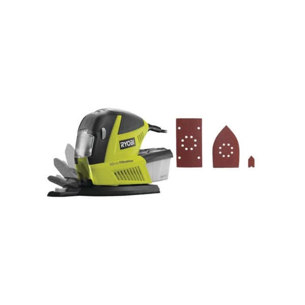 RYOBI - Multifunktionsslip 180W - 6000-12000 osc/min + påse &amp; 30 slipmedel (10x1/3 ark, 10 trianglar, 10 fingrar) - RMS180-SA30