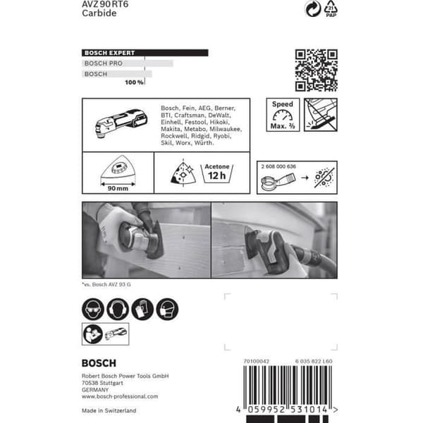 Bosch tillbehör EXPERT AVZ 90 RT6 Carbide-RIFF slipplatta - 1 huvud