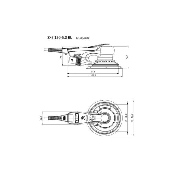 Excenter slipmaskin Diam 150 mm 350 W oscillationscirkel 5 mm med låda SXE 150-5.0 BL Metabo