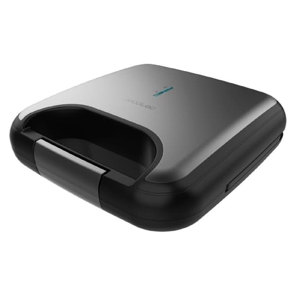 Cecotec Sandwich maker for 2 sandwiches with stainless-steel finish, 800 W power, 3 interchangeable plates and non-stick coating.