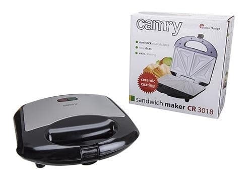 Camry | CR 3018 | Smörgåsmaskin | 850 W | Antal skyltar 1 | Antal bakverk 2 | Keramisk beläggning | Svart