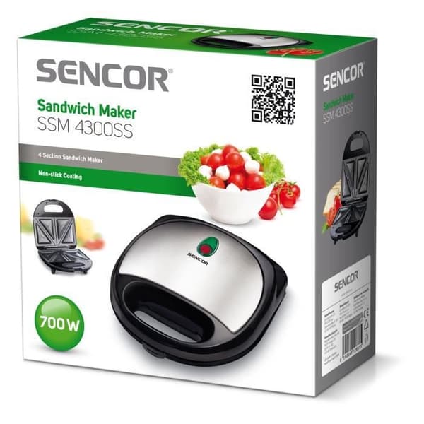 SENCOR 41000359 METALLISK SANDWICHMASKIN 700 W
