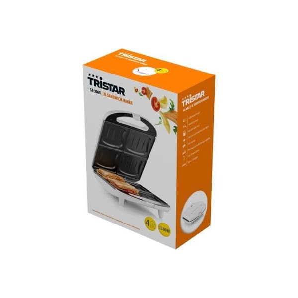 Tristar SA-3065 XL 1300 W smörgåsmaskin med non-stick beläggning - Vit