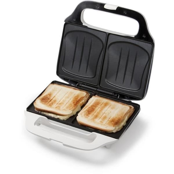 DOMO - XL smörgåsmaskin DO9056C - 900W - Vit - Non-stick beläggning - Smörgåsfunktion x2