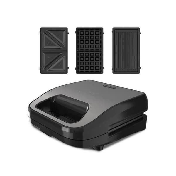 BLACK & DECKER - Multifunktionssandwich/våffla/grillapparat - 750W - grå/svart - BXSA754E