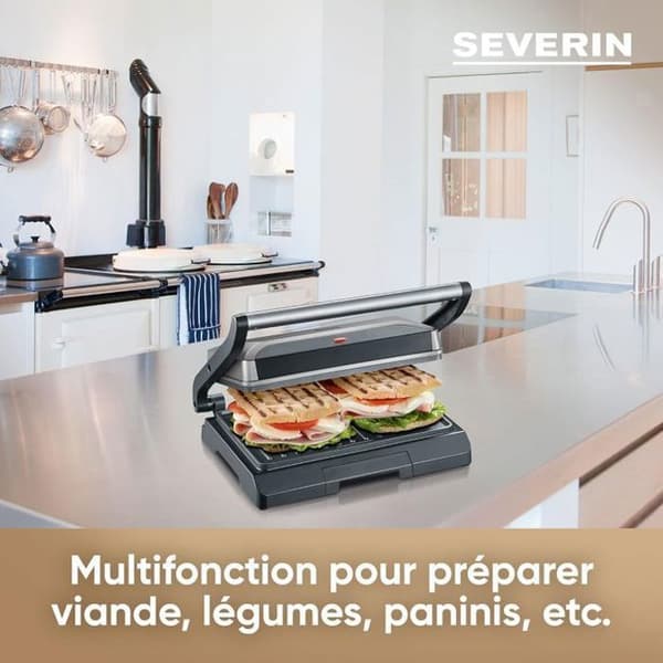 SEVERIN - Elektrisk Grill KG2394 - Stegeflade 23x14,5cm - Non-stick plader - 800W