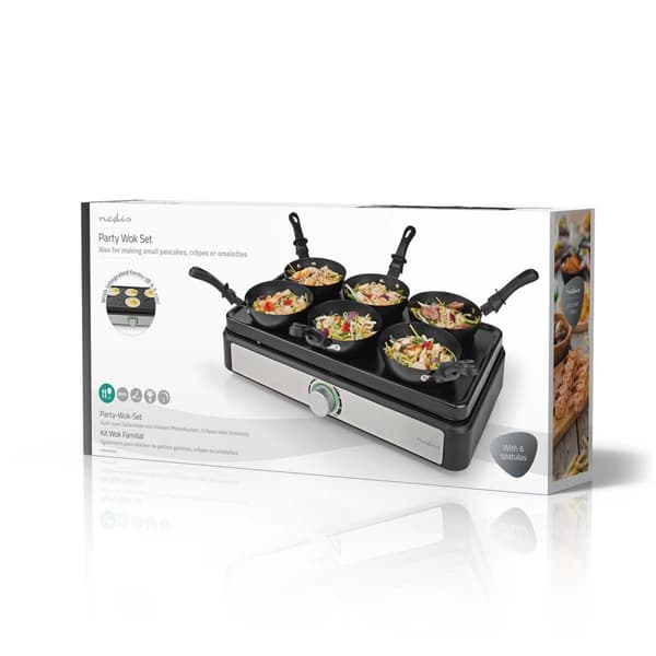 Nedis Woksettet | Grille | 6 Personer | Stekespade | Tempraturinnstillinger | Non-stick belegg | Rektangel