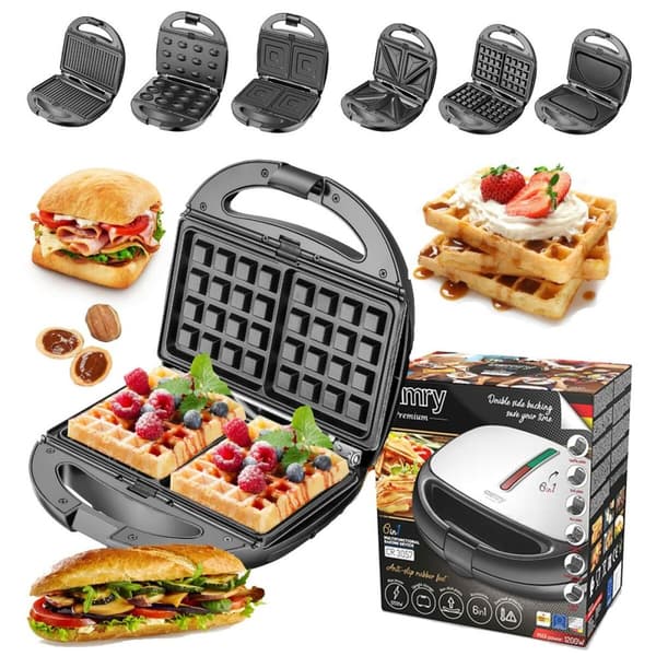 Sandwich Maker Adler CR 3057 Sort Sølvfarvet 1200 W