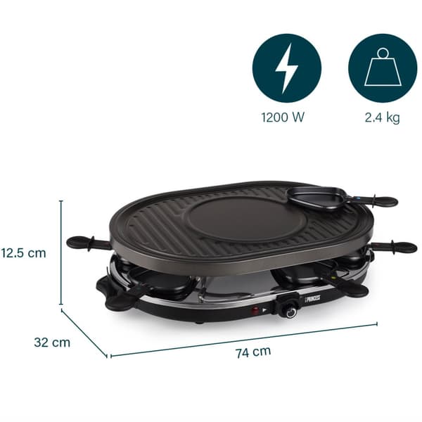 Princess Raclette 8 Oval Grill Party 162700 43X30cm grilltallerken