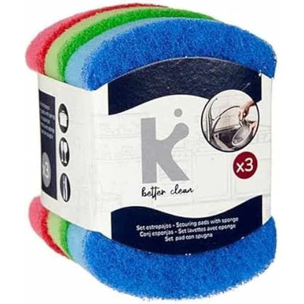 Skursvampar - BIGBUY HOME - Flerfärgad - Mått 38 x 16 x 23 cm - Set med 3 delar