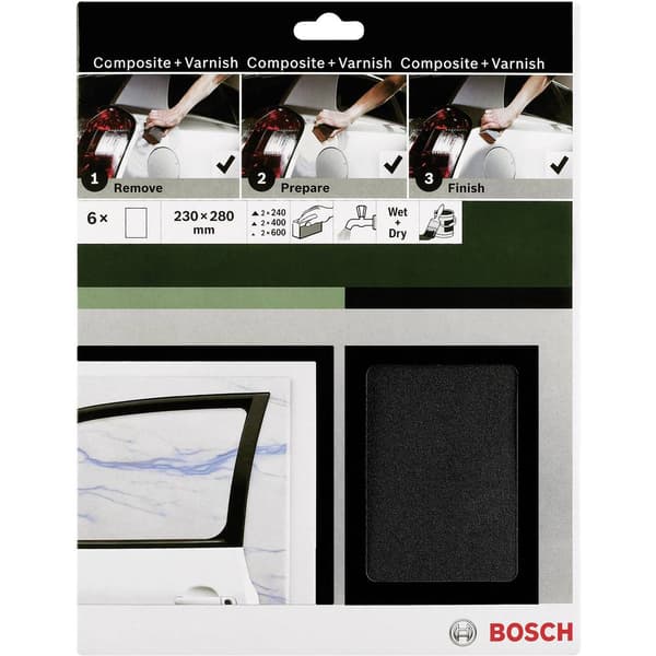 Bosch Accessories 2609256C47 Handslippapper-set Kornighet 240, 400, 600 (L x B) 230 mm x 280 mm 1 set