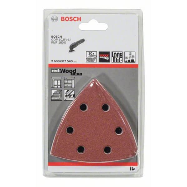 Bosch Accessories 2608607540 Deltaslippapper-set med kardborrband, perforerad Kornighet 60, 80, 120, 180, 240 Hörnmått