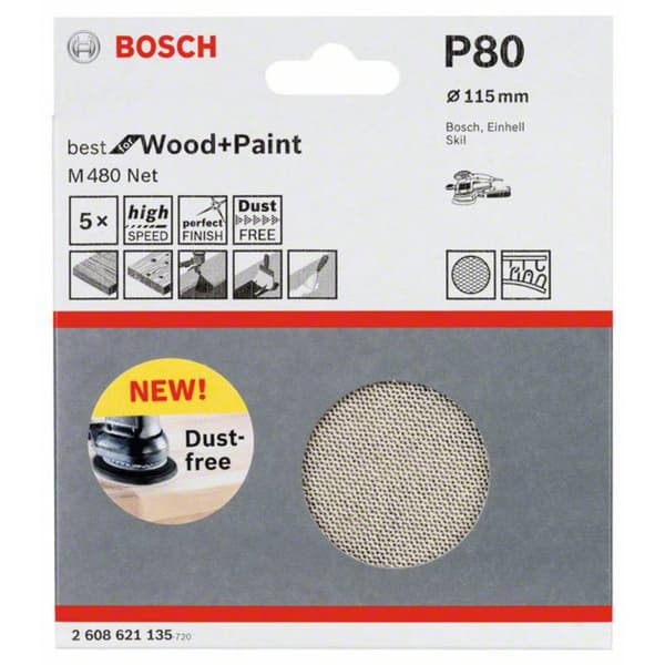 Bosch Accessories 2608621135 2608621135 Excenterslippapper Kornighet 80 (Ø) 115 mm 5 st