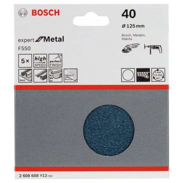 Bosch Accessories 2608608Y12 2608608Y12 Slippapper Kornighet 40 (Ø) 125 mm 5 st