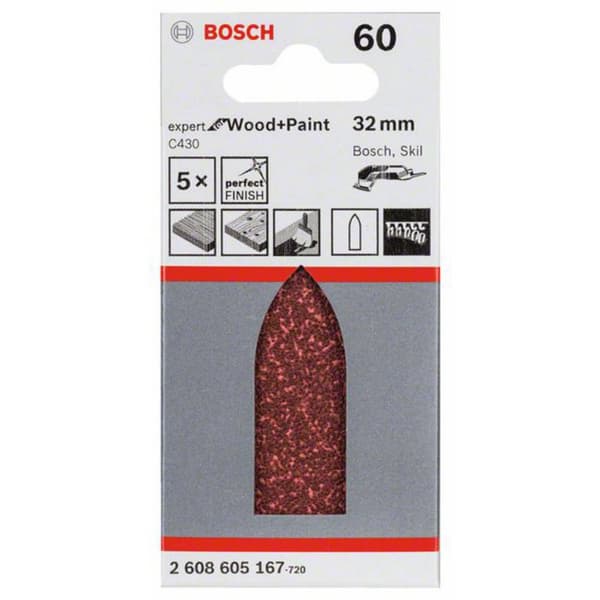 Bosch Accessories 2608605167 Deltaslippapper operforerad Kornighet 60 (L x B) 130 mm x 60 mm 5 st