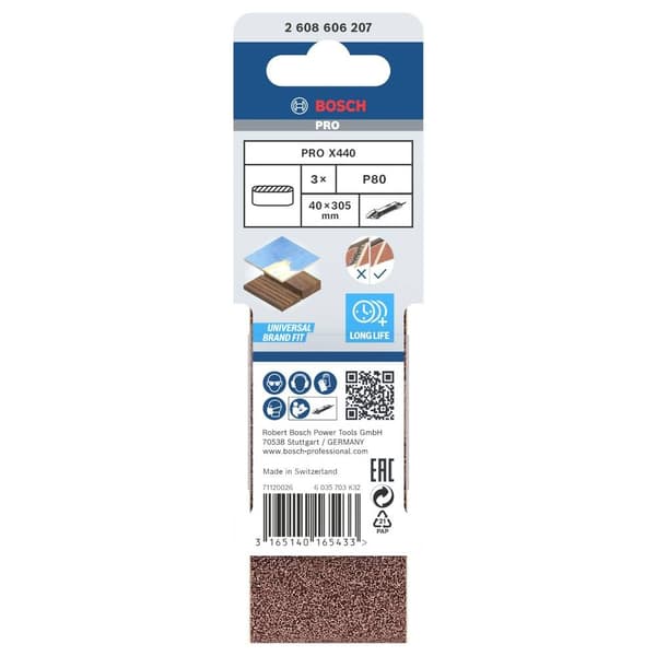 Bosch Accessories 2608606207 Slipband Kornighet 80 (L x B) 305 mm x 40 mm 3 st