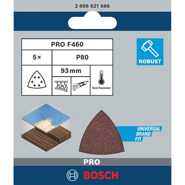 Bosch Accessories 2608621686 Deltaslippapper Kornighet 80 (L x B) 93 mm x 93 mm 5 st