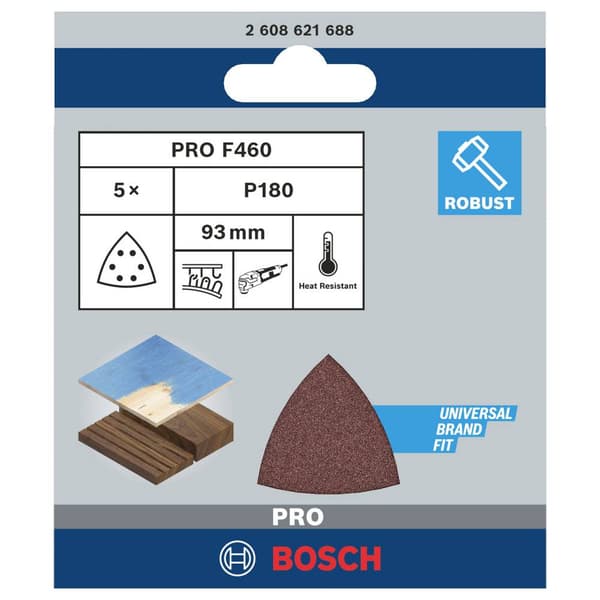 Bosch Accessories 2608621688 Deltaslippapper Kornighet 180 (L x B) 93 mm x 93 mm 5 st