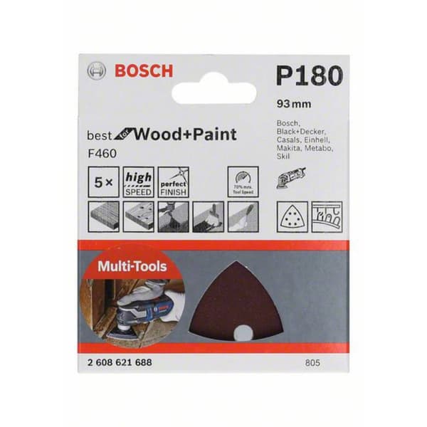 Bosch Accessories 2608621688 Deltaslippapper Kornighet 180 (L x B) 93 mm x 93 mm 5 st