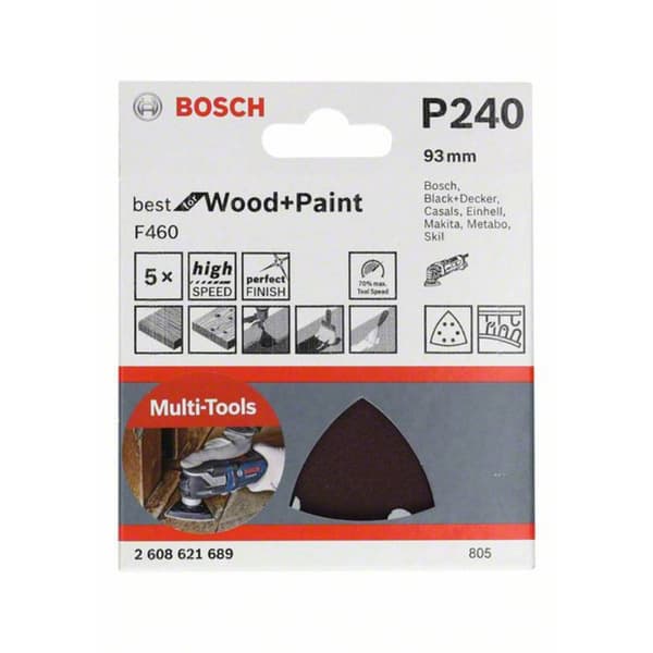 Bosch Accessories 2608621689 Deltaslippapper Kornighet 240 (L x B) 93 mm x 93 mm 5 st