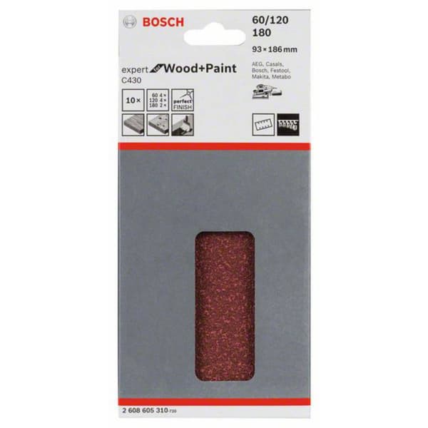 Bosch Accessories Expert for Wood 2608605310 Slipmaskinspapper-set med kardborrband, perforerad Kornighet 60, 120, 180