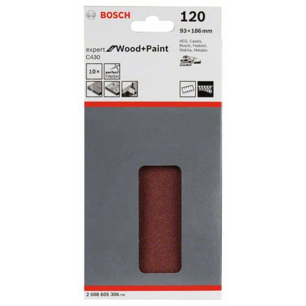 Bosch Accessories Expert for Wood 2608605306 Slipmaskinspapper med kardborrband, perforerad Kornighet 120 (L x B) 185 m