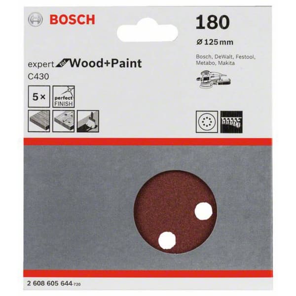 Bosch Accessories Expert for Wood 2608605644 Excenterslippapper med kardborrband, perforerad Kornighet 180 (Ø) 125 mm 5