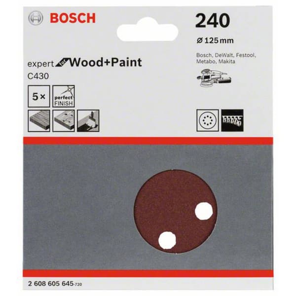 Bosch Accessories Expert for Wood 2608605645 Excenterslippapper med kardborrband, perforerad Kornighet 240 (Ø) 125 mm 5