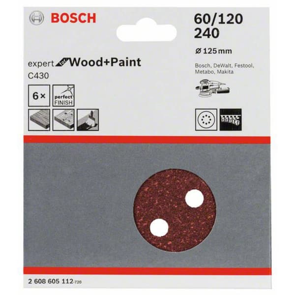 Bosch Accessories Best for Wood 2608605112 Excenterslippapper set med kardborrband, perforerad Kornighet 60, 120, 240 (