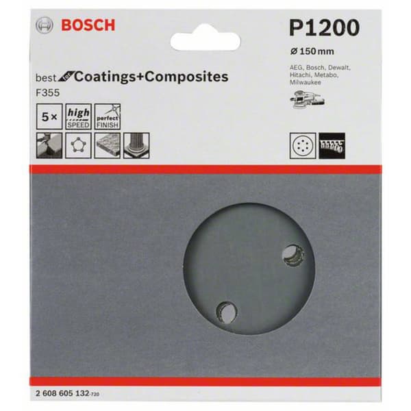 Bosch Accessories Best for Stone 2608605132 Excenterslippapper med kardborrband, perforerad Kornighet 1200 (Ø) 150 mm 5