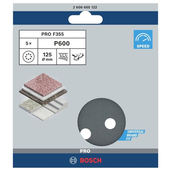 Bosch Accessories Best for Stone 2608605122 Excenterslippapper med kardborrband, perforerad Kornighet 600 (Ø) 125 mm 5