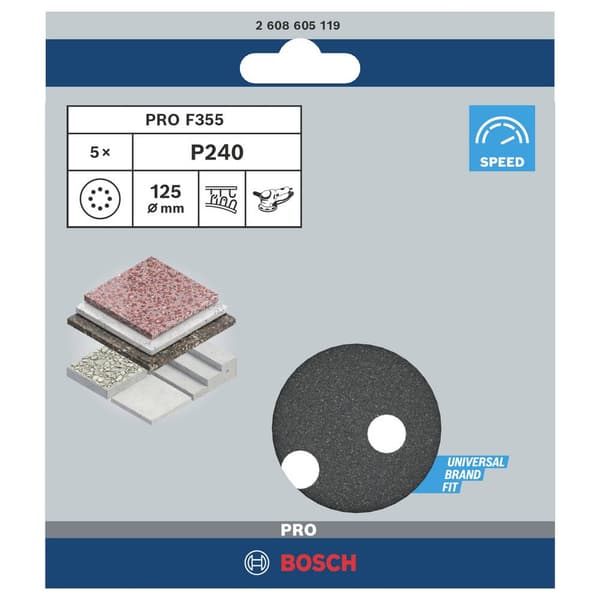 Bosch Accessories Best for Stone 2608605119 Excenterslippapper med kardborrband, perforerad Kornighet 240 (Ø) 125 mm 5