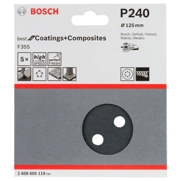 Bosch Accessories Best for Stone 2608605119 Excenterslippapper med kardborrband, perforerad Kornighet 240 (Ø) 125 mm 5