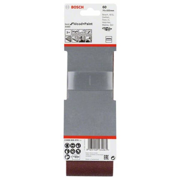 Bosch Accessories 2608606070 Slipband Kornighet 60 (L x B) 533 mm x 75 mm 3 st