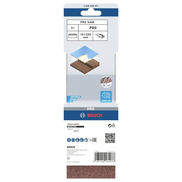 Bosch Accessories 2608606071 Slipband Kornighet 80 (L x B) 533 mm x 75 mm 3 st