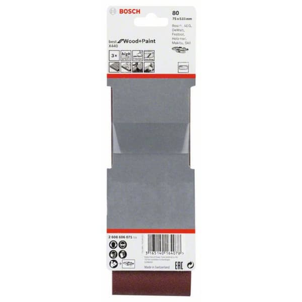 Bosch Accessories 2608606071 Slipband Kornighet 80 (L x B) 533 mm x 75 mm 3 st
