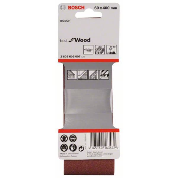 Bosch Accessories 2608606007 Slipband set Kornighet 60, 80, 100 (L x B) 400 mm x 60 mm 1 set