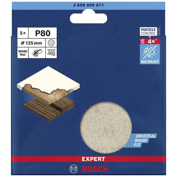 Bosch Accessories EXPERT M480 2608900671 Slipnät för excenterslip operforerad Kornighet 80 (Ø) 125 mm 5 st