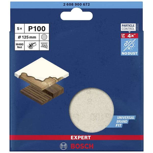 Bosch Accessories EXPERT M480 2608900672 Slipnät för excenterslip operforerad Kornighet 100 (Ø) 125 mm 5 st