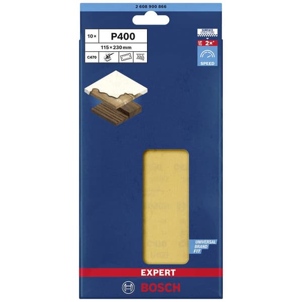 Bosch Accessories EXPERT C470 2608900866 Slipmaskinspapper perforerad Kornighet 400 (L x B) 230 mm x 115 mm 10 st