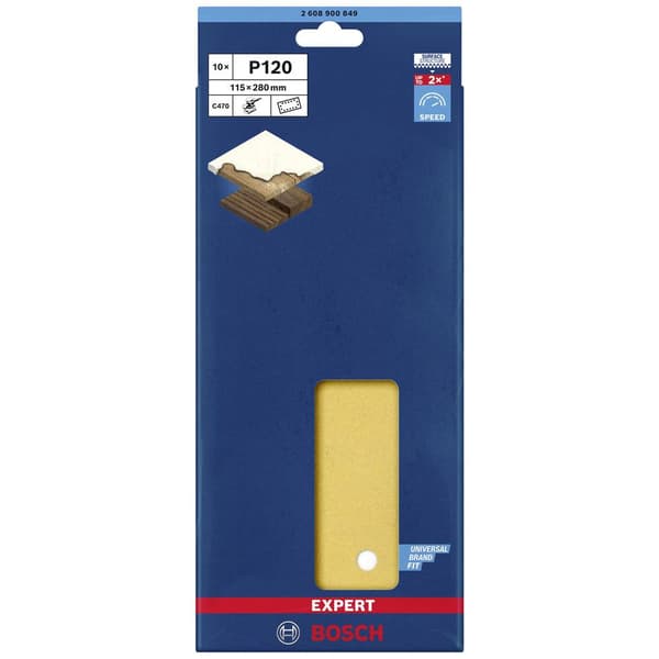 Bosch Accessories EXPERT C470 2608900849 Slipmaskinspapper perforerad Kornighet 120 (L x B) 280 mm x 115 mm 10 st