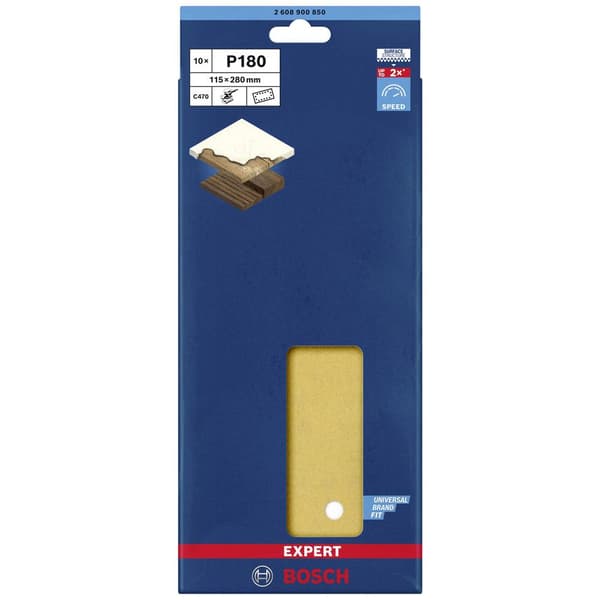 Bosch Accessories EXPERT C470 2608900850 Slipmaskinspapper perforerad Kornighet 180 (L x B) 280 mm x 115 mm 10 st